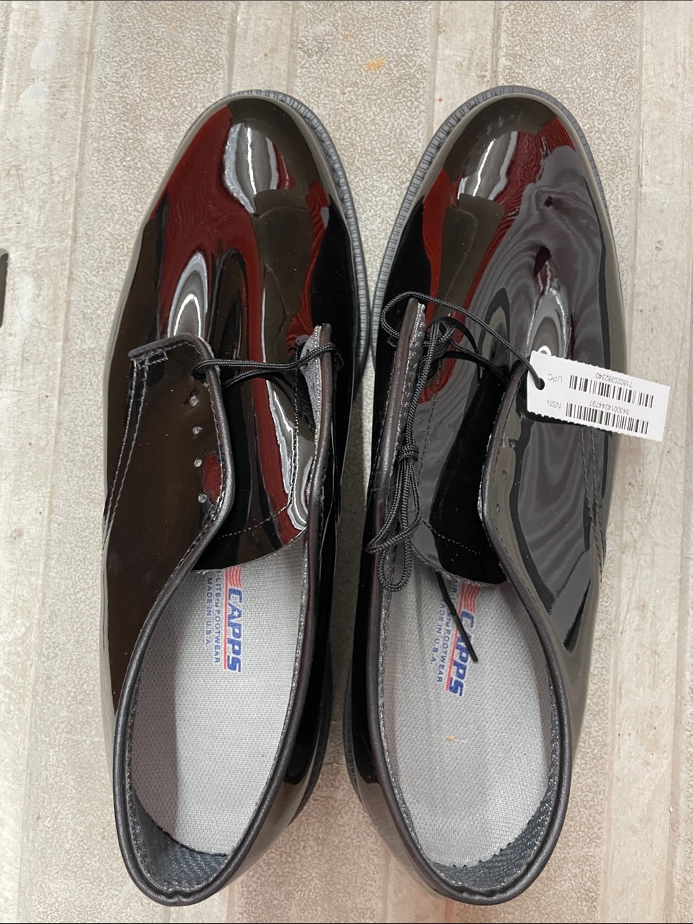 New Mens Capps Shiny Black Shoes Size 10.5